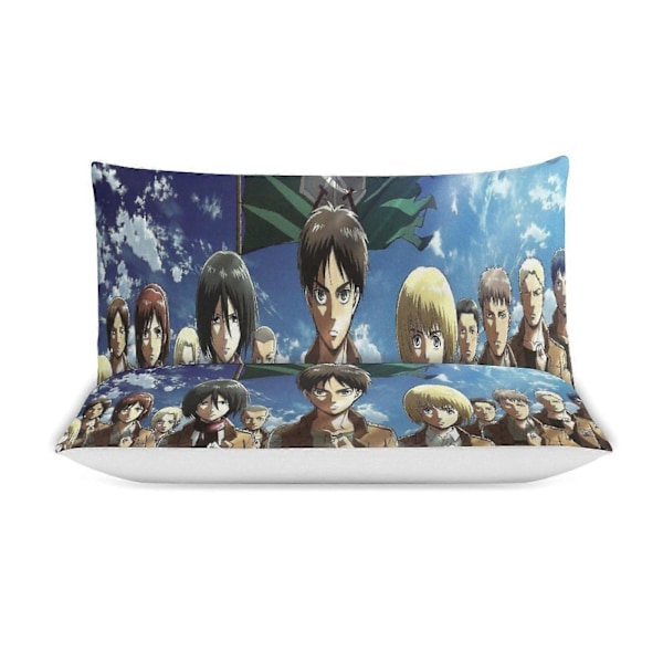 v1026 Attack On Titan Täcke Set Tjockt Mjukt 3 Delars Sängklädesset Året Runt Täcke med 2 Örngott för Vuxna Kvinnor Flickor Tonåringar Hem Rum Deco 200x200cm 78x78in