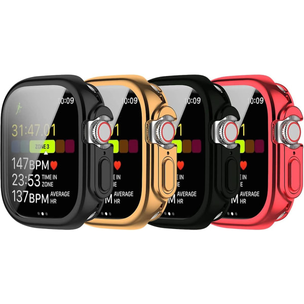 4 st fodral kompatibelt med Apple Watch Ultra 49mm skärmskydd, heltäckande skyddande mjukt Tpu-pläterat skydd Black-Rose-Green-Red