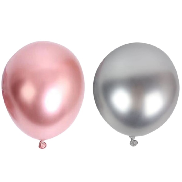 100 st 10 tums metalliska latexballonger tjocka krom glänsande metallpärla ballong Globos guld & silver