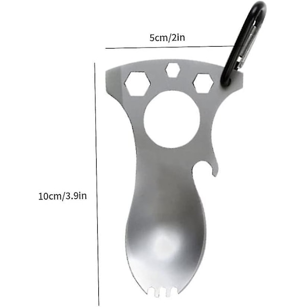 Multifunktionell sked gaffel rostfritt stål utomhus verktyg spork för vild överlevnad grå, utomhus multifunktion bestick silver 1 st