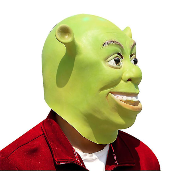 Halloween Grøn Shrek Latex Hovedmaske Monster Cosplay Karneval Fest Hovedbeklædning Rekvisit Nyhed Fancy Dress Up Kostume Tilbehør