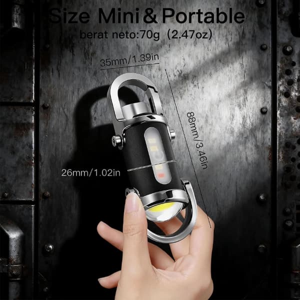 2-pack Rechargeable Keychain Flashlight & Phone Charger, 1200LM Strong 7 Modes Water Resistant 2PCS