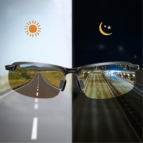 Polariserede solbriller til mænd til kørsel - Solbriller til dag og nat - Førerens sikkerhedsbriller Black