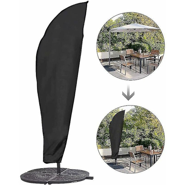 Parasol tilbehør Beskyttende deksel for parasoll med stang og frittstående parasoll 280CM Stor parasoll Beskyttelse mot dårlig vær, UV, vind Utendørs fo