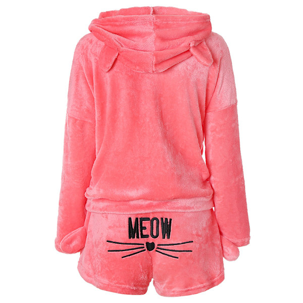 Dam Fleece Fluffiga Pyjamas Sovkläder Nattkläder Set Grå Grey 2XL