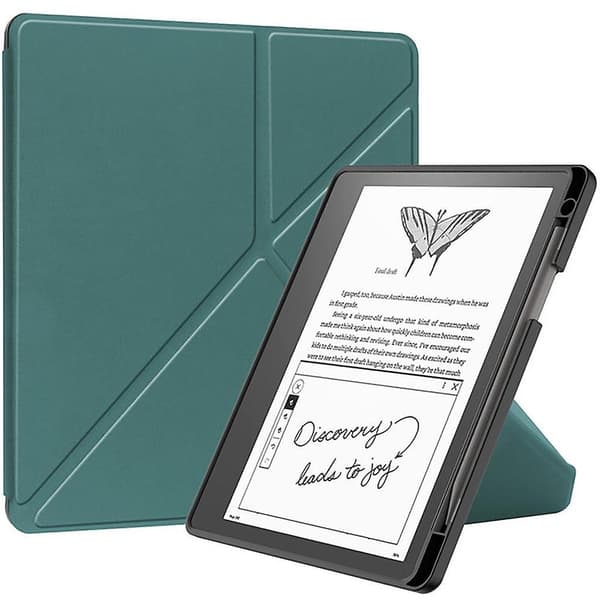 Skydd för Kindle Scribe 2022 10,2 tum, Fällbart Stativ, Mjukt PU-Läder Dark green