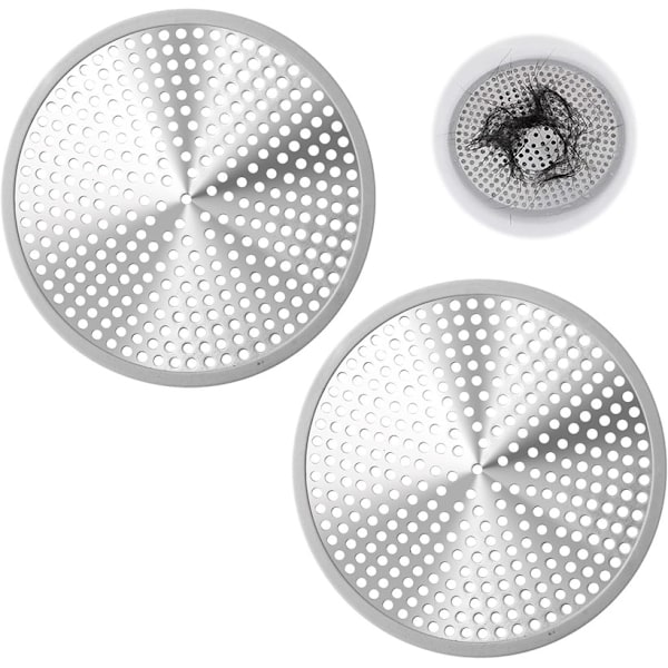 Pakke 12cm Rustfritt Stål Mesh Dusjavløpssil med Gjenbrukbar Kraftig Silikon, Hullbeskyttelse for Kjøkken, Supertett Filterlokk for Badekar, F