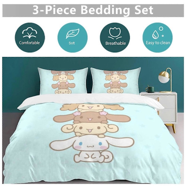 v1200 Sanrio Dynesett Tykk Myk 3 Deler Sengetøy Sett Helårs Dynetrekk med 2 Putetrekk for Voksne Kvinner Jenter Tenåringer Hjem Rom Dekor io1200 240x260cm 94x102in