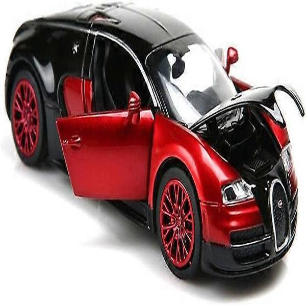1:32 Bugatti Veyron støbt bil, legeringsmodelbiler legetøjsbiler til 3 til 12 år rød