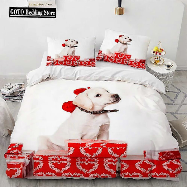 v469 Sängkläder Enkelsäng Set Barn Vinter Påslakanset Tecknad Hund Sängset Full Storlek Pojkar Sängkläder / St Sängkläder Inget Lakan Set 3-Delars B 240x260cm 94x102in