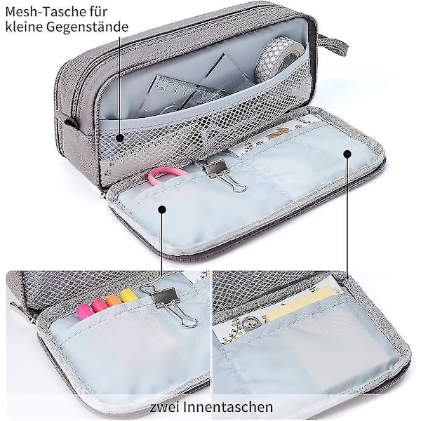 Pencil Case Med 3 Rum - Stor Kapacitet Pencil Case Pencil
