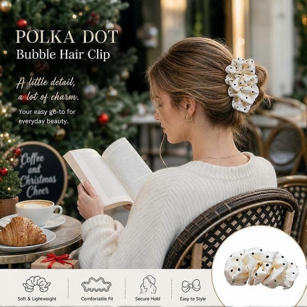 Banan hårklämma som elegant håraccessoar prickig för dejtkvällar Beige polka dots One size