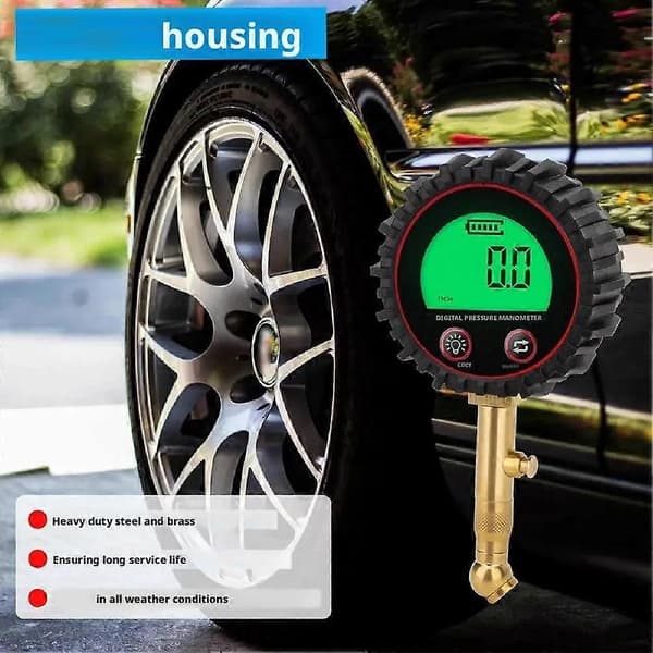 Dæktryksmåler 3-255Psi Baggrundsbelyst Lcd-display Digital Lufttryksmåler