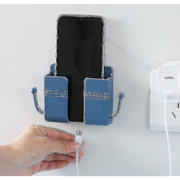 2-pack väggmonterat mobiltelefonställ laddningsställ ställ självhäftande ställ Blue