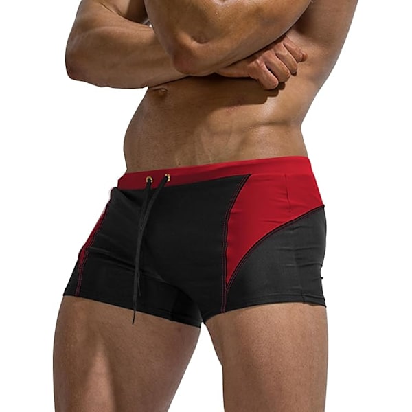 Herrebadebukser Hurtigtørrende Strandshorts med Elastisk Linning Herrebadebukser Boxer med Lille Lomme M-XXL L Red