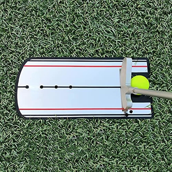 Golf Putting Alignment Mirror, Portable Golf Putting Training Aid 12 X 6 For Outdoor Golf Putting Practice Black red