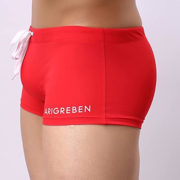 Tette shorts badedrakt menn ensfarget badedrakt for menn strandshorts slanke badedrakt for menn XL Red