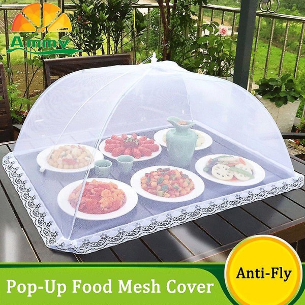 Hopfällbart matnätlock flugmygg Anti Mosquito Pop-up matlock paraply måltid grönsak frukt andningsbart lock kökstillbehör 43cm purple