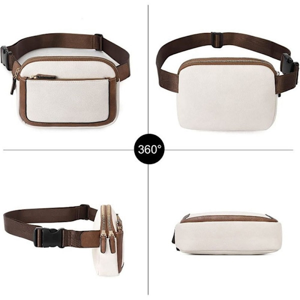 Dam PU-läder Bältesväska Crossbody Midjeväska Reseaxelväska Black with Brown