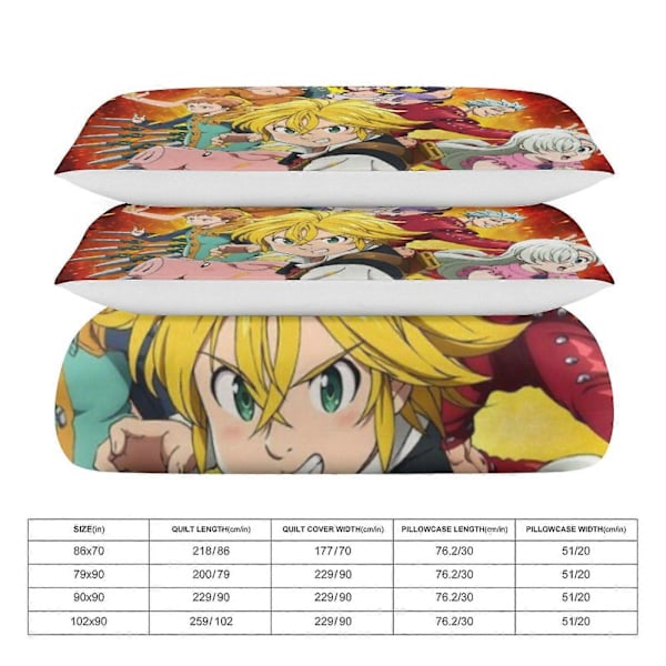 x294 The Seven Deadly Sins 3-delt sengetøjssæt Varmt og behageligt blødt dynebetræk sengetøjssæt med 1 dynebetræk og 2 pudebetræk til soveværelse b294 240x260cm 94x102in
