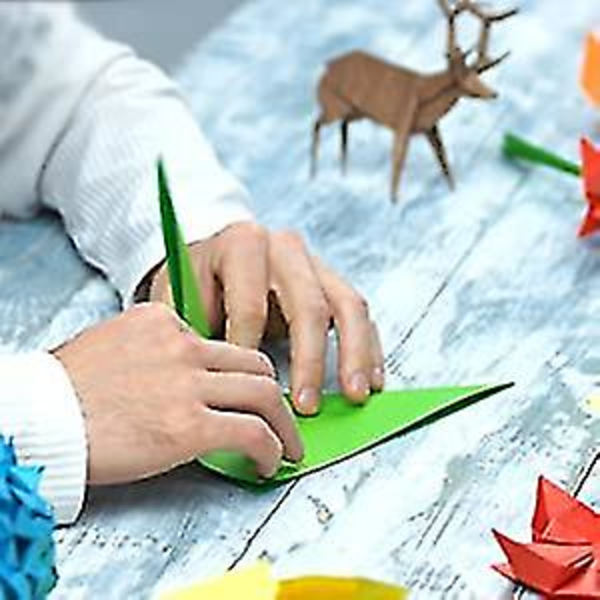 Konst och hantverk Origami papper för barn - Förpackning med 100 ark - Dubbelsidig - 10 levande färgade tum