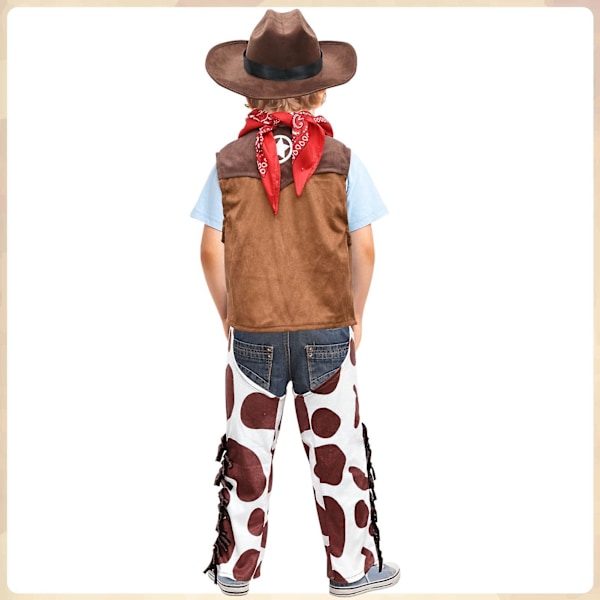 Pojk Western Cowboy Style Set För Barn Halloween Fest Klä Ut Sig, Rollspel Och Cosplay 90