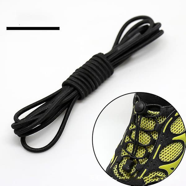 2 par elastiske snørebånd med snøre - Slip for at binde dine sko Black 1 Pair(100CM)