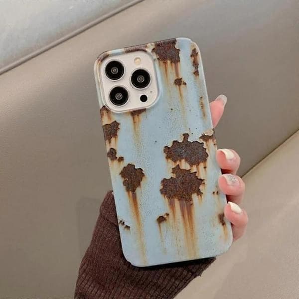 Vintage Rusty Look Case, Rusty Imitation Case Compatible with iPhone 16/15/14 - Perfect Glossy Bright finish apple15plus