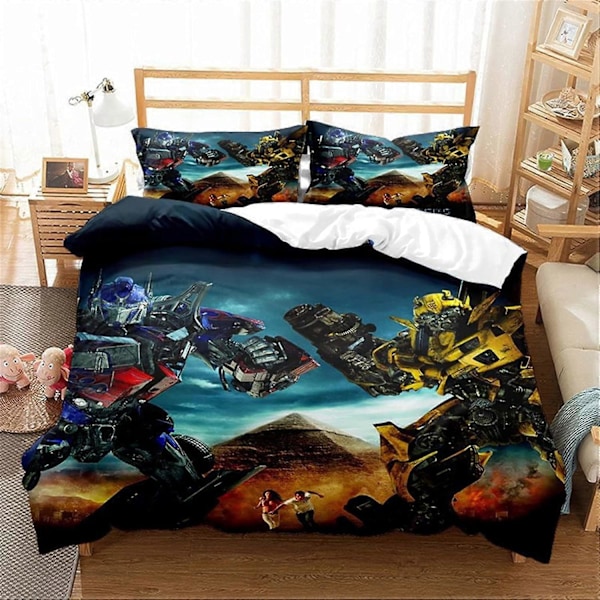 i38 Barn Pojkar Transformer-s Sängkläder Påslakan Storlek Twin/Queen Lättviktigt Täcke Bumblebee Optimus Prime jm38 135x200cm 53x78in