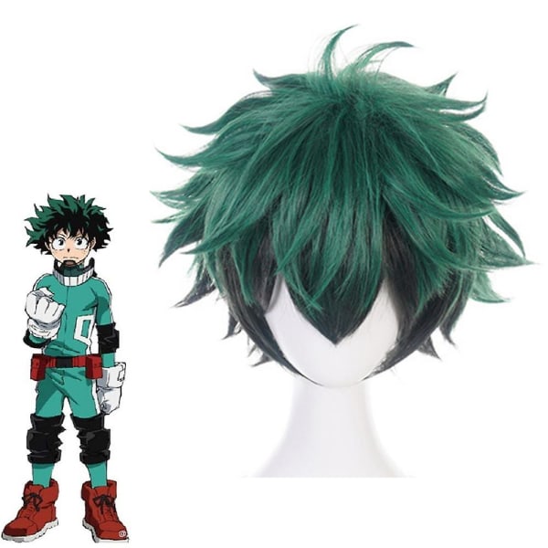 My Hero Academia Izuku Midoriya Anime Cosplay Short Curly Wig Green And Black Synthetic Hair Wigs Halloween Party Fancy Dress Costume Props