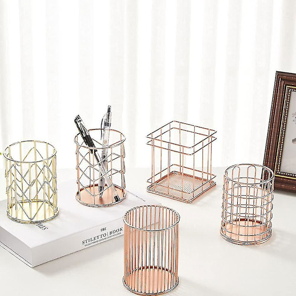 Penholder, Makeupbørste Opbevaring Hul Spand Cylinder Stationery Kosmetisk Holder Organizer W Stil