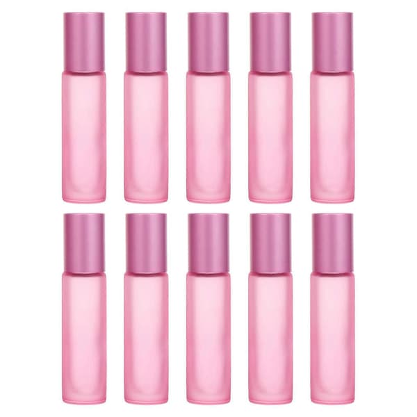 Hållbara roll-on-flaskor i glas Parfymflaskor för eterisk olja 10 st rosa