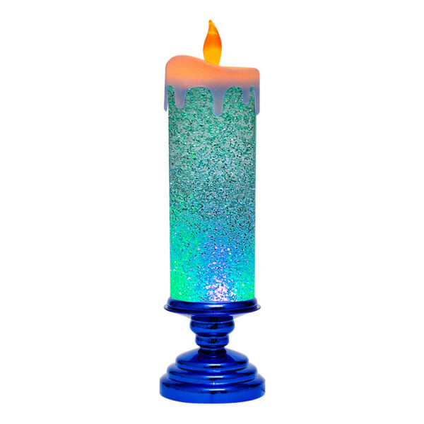 Led julelys magisk lys, genopladeligt 7 farver skiftende vandtæt hvirvlende glitter flammeløst stearinlys Blue