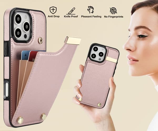 iPhone 12-deksel med kortholder - Rosegull