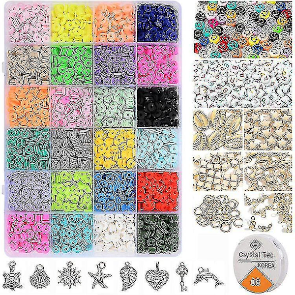 3600pcs Clay Flat Beads Polymer Clay Beads 24 Colours 6mm Round Clay Spacer Beads Clay Beads For Jewellery