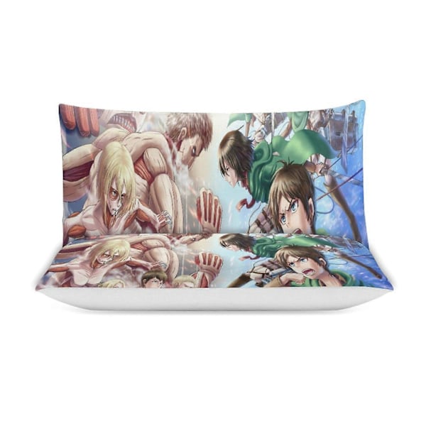 v1281 Attack On Titan Dynesett Tykkere Mykt 3 Deler Sengetøy Sett Helårs Dynetrekk med 2 Putetrekk for Voksne Kvinner Jenter Tenåringer Hjem Rom Deco 135x200cm 53x78in