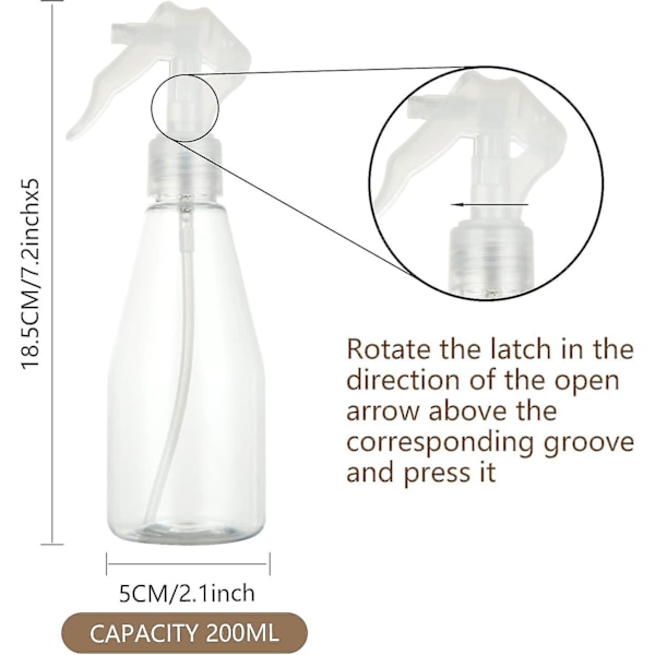 4 st transparenta tomma sprayflaskor 200 ml - Vattensprayflaska för skönhet