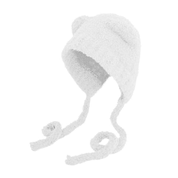 +Varm Vinter Sød Bjørneører Trapper Hat Kvinder Piger Hæklet Klap Hat Øre C7V7 White One size