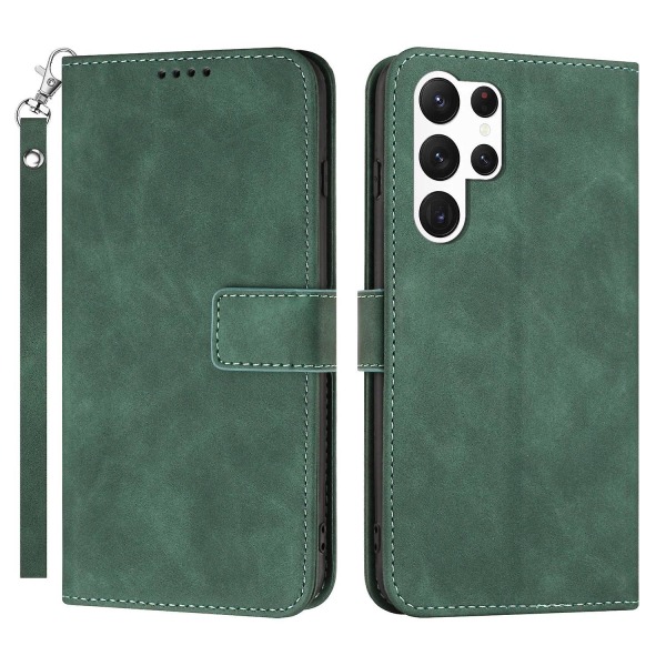 Til Samsung Galaxy S23 Ultra Slim Fit Telefon Etui Magnetisk Lås Stativ Mobiltelefon Flip Wallet Cover Green Samsung Galaxy S23 Ultra