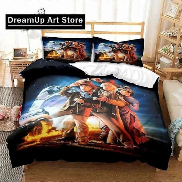 v522 Sengetøy Sci-fi Film Tilbake til Fremtiden Sengesett Gutter Jenter Twin Queen King Size Dynetrekk Putetrekk Seng Gutter Voksen 3-delt Sengesett 240x260cm 94x102in