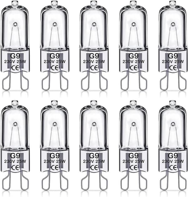 G9 halogenlampor 25W, 230V, 10-pack 25W