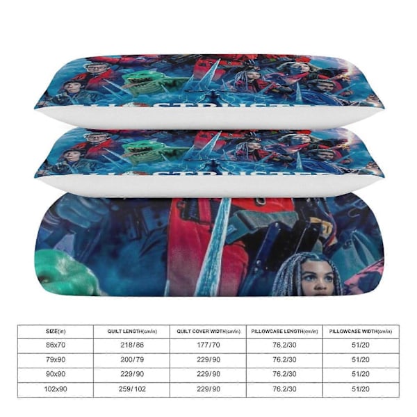 x316 Ghostbusters Frozen Empire -pussilakanasetti, mikrokuituinen vuodevaatesetti, 3D-painettu kevyt 3-osainen peittosetti, 1 pussilakana ja 2 tyynyliinaa 135x200cm 53x78in