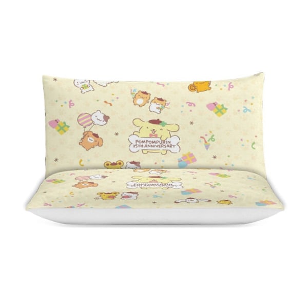 c2 Pompompurin Dynetrekksett 3-Dels Sengesett Mykt Varmt Og Komfortabelt Mykt Sengesett med 1 Dynetrekk Og 2 Putetrekk for Soverom Hele Året 200x200cm 78x78in