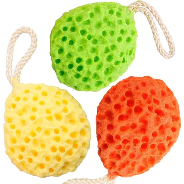 3-pakning naturlige badesvamper, Loofah dusjsvamp kroppsskrubb E