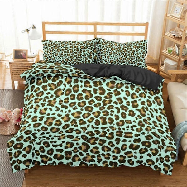 v5069 Sengetøy Leopardtrykket Gave Dynetrekksett Supermykt Sengetøy IU5069 240x260cm 94x102in