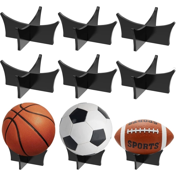 Akryl boldholder, bolddisplaystativ til fodbold, basketball, fodboldholder, boldopbevaringsdisplaystativ Black 6pcs