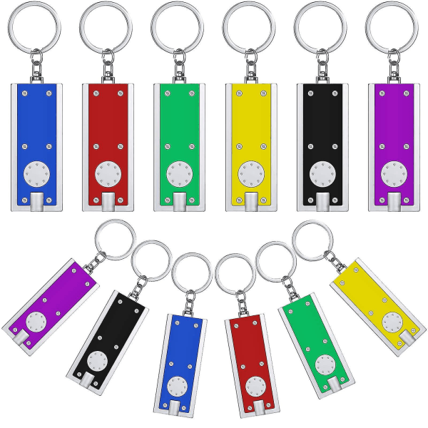 12 stycken mini-led-nyckelringar Tiny Light Torch Ficklampa Nyckelring Hundhalsband ljus i olika färger Bärbar nyckelring