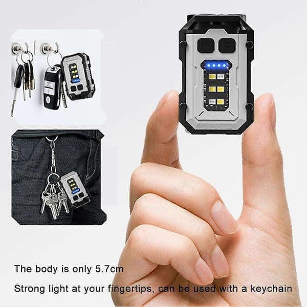 Monitoiminen miniavainperä LED-taskulamppu USB-ladattava kannettava taskulamppu B 1pcs