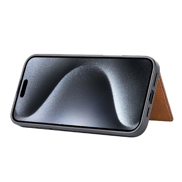 Til iPhone 16 Pro Etui med Kortlomme PU Læder+TPU Kicsktand Telefon Cover - Multicolor Green