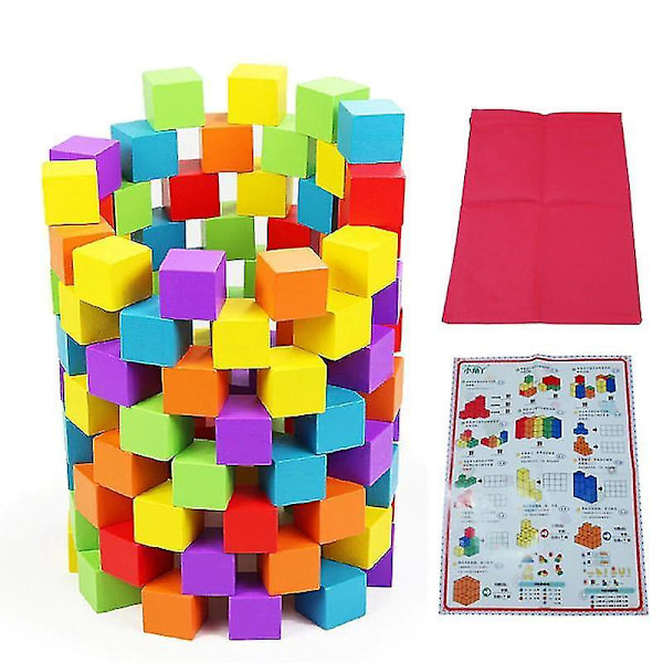 100 st/set Trä Kub Spel 2,5 cm Kuber DIY Färg Block Set Leksaker Trä Barn Present|Block